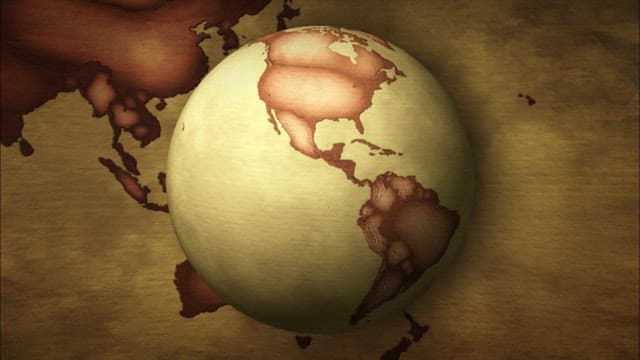 Stylized map depicting the continent of Costa Rica on a globe