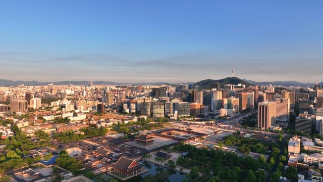 Vibrant cityscape with traditional palaces