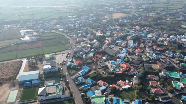 Colorful rooftops in a rural village