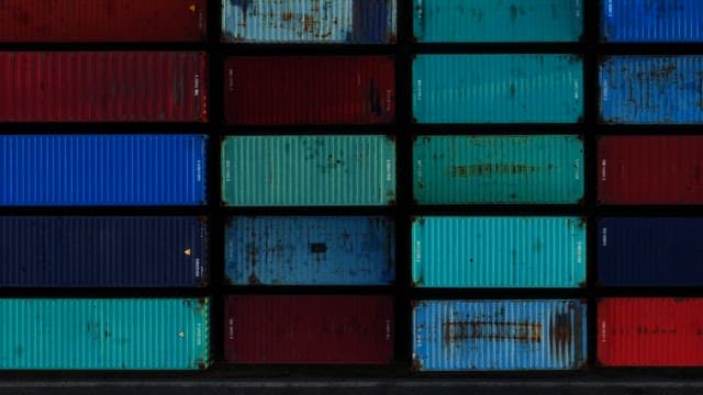 Colorful shipping containers in a port