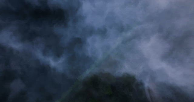 Dense clouds covering a forest