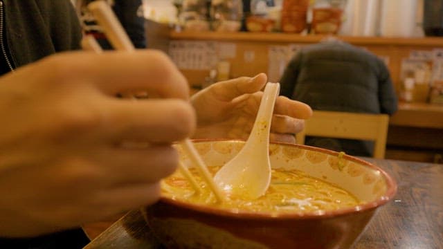 Savoring a Hot Bowl of Ramen at a Local Eatery