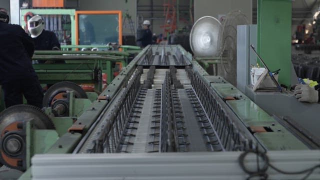Metal structures on a production line