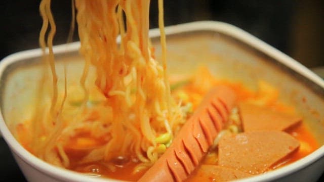 Korean budaejjigae ramen with and sausage