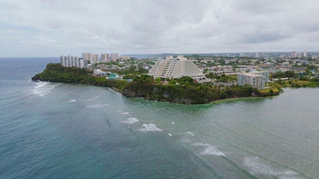 Coastal city with modern buildings