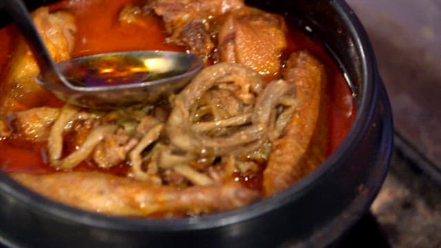 Duck fat removed from duck soup