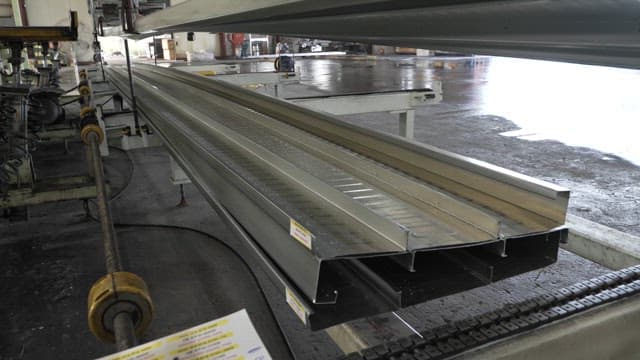Metal beams on a production line in a factory