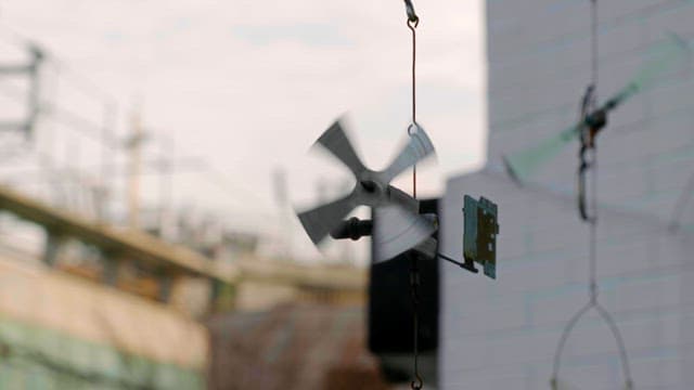 Small winwheel spinning outdoors
