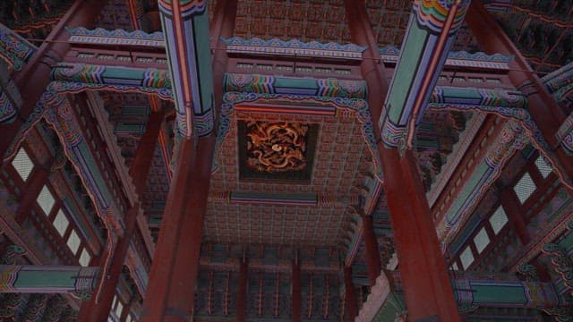 Inside Gyeongbokgung Palace, with the splendid Dancheong