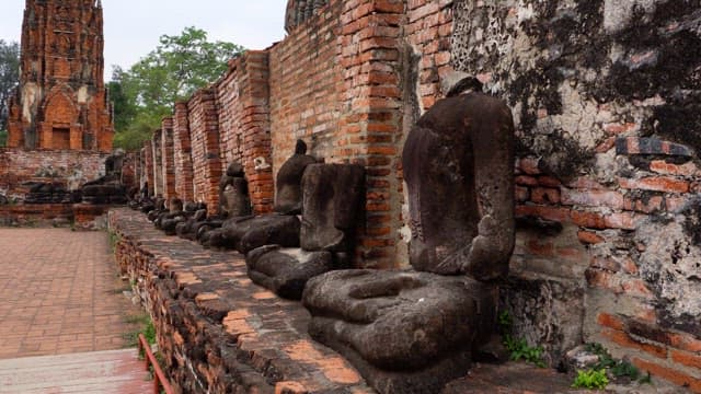 Stone Buddha statue at an old Buddhist temple in a historic site