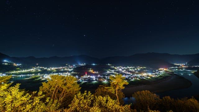 Cityscape at Night from a Viewpoint