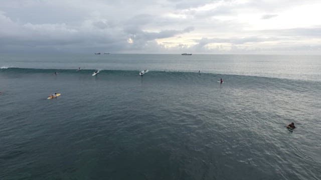 Surfers Riding Waves in the Ocean