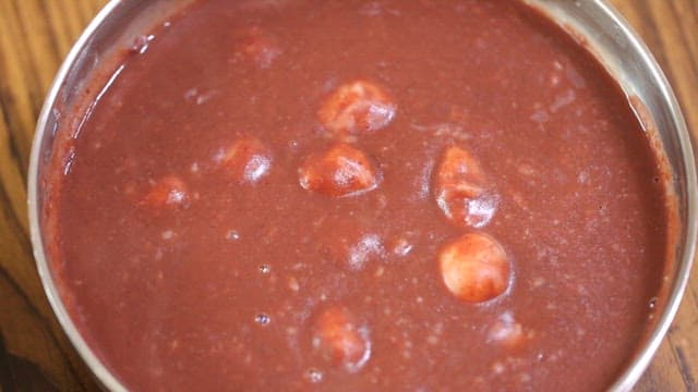 Red bean porridge with rice cake balls and thick red bean noodles