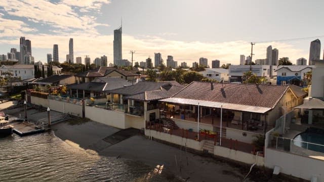Gold Coast in the morning with waterfront homes and buildings visible