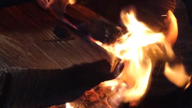 Close-up of Firewood Burning with Hot Flames
