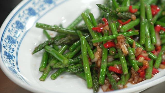 Stir-fried Asparagus on a Plate