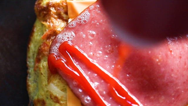 Ketchup and mustard sauce on toast