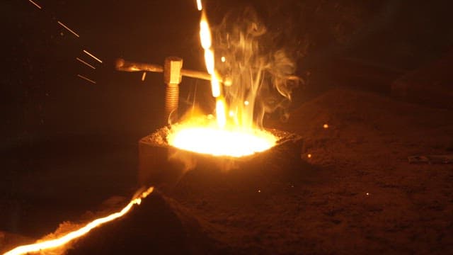 Molten metal poured into a mold