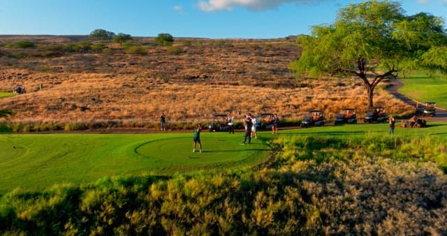 Golfers Enjoying a Game in a Scenic Landscape