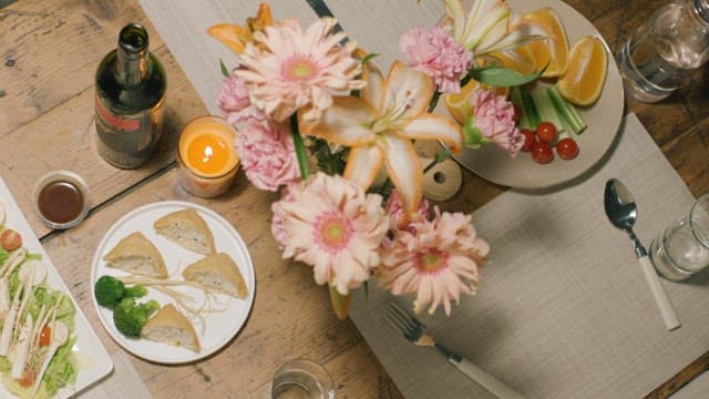 Overhead View of a Diverse Meal Spread