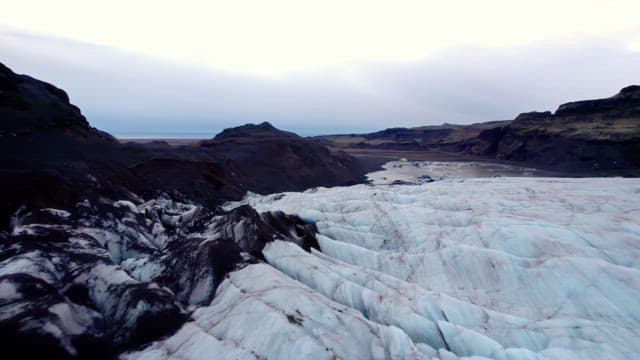 Vast glacier stretching across a mountain