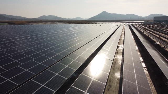 Vast Solar Panel Field in Rural Area