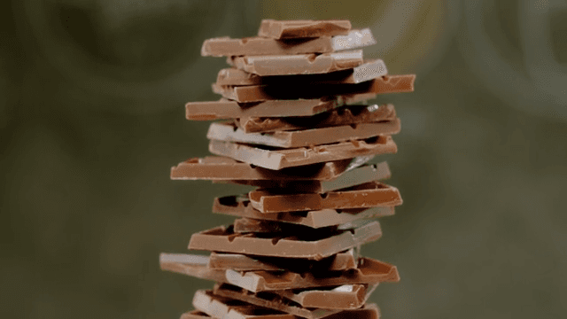 Tower of Chocolate Pieces on a Plate