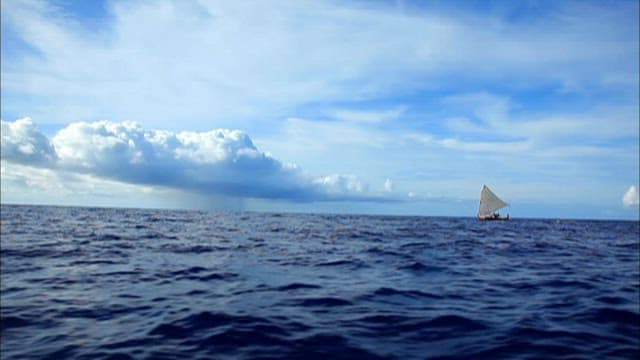 Under the boat seen from the sea