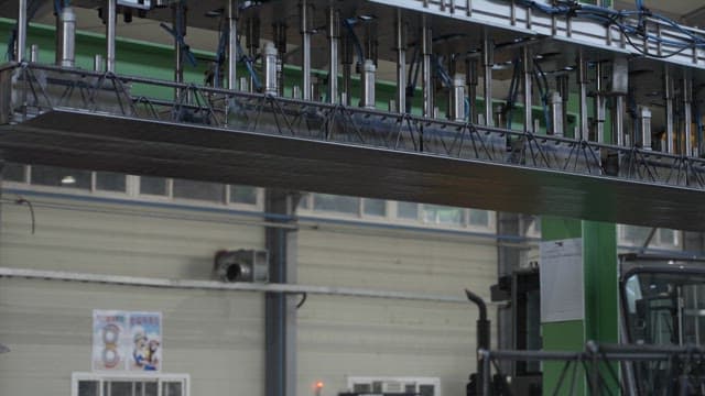 Large machinery operating in a factory