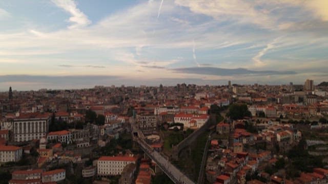 Aerial view of an Expansive Historic Cityscape at Dusk
