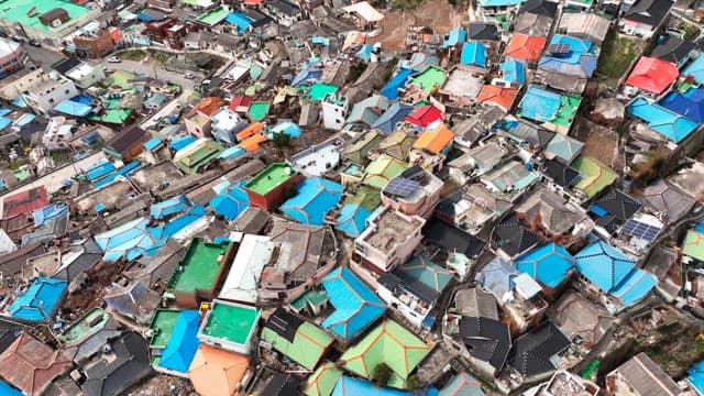Colorful rooftops in a rural village