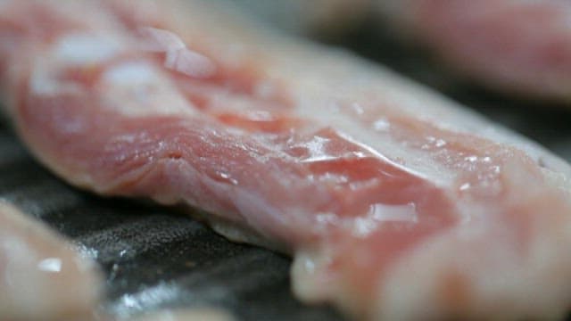 Pork belly grilled on the grill