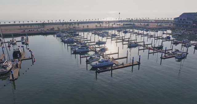 Marina with yachts and calm waters