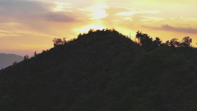Sunset View Over a Mountain Ridge