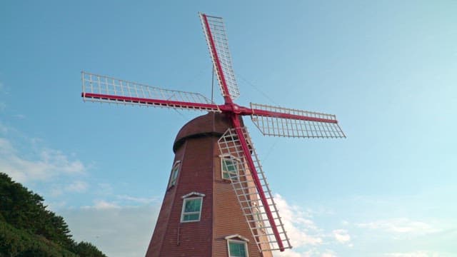 Windmill against a clear blue sky
