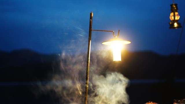 Camping lantern to light up the dark, smoky night