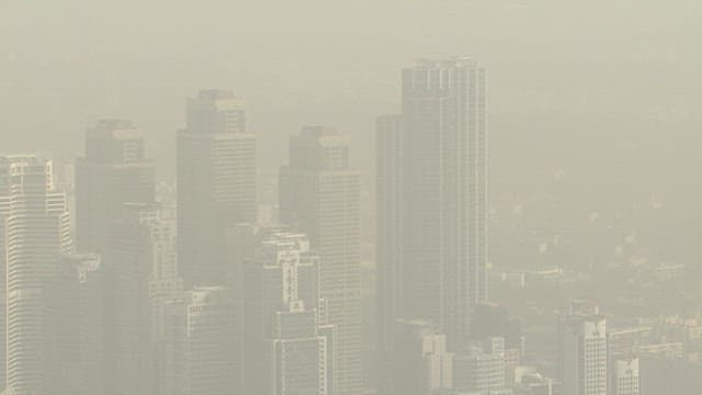 City Skyline Shrouded in Fine Dust