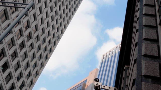 Skyscrapers reaching into the blue sky