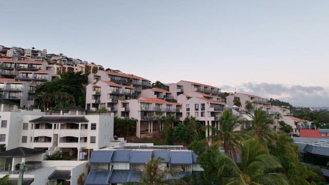 Hillside view of residential buildings