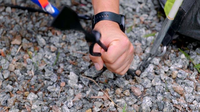 Securing a tent peg on rocky ground