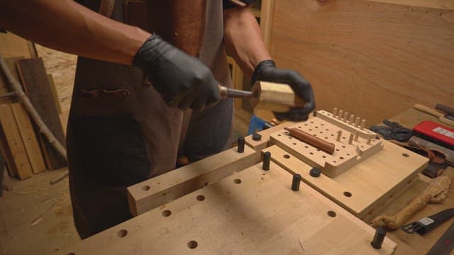 Craftsman working on a wooden project