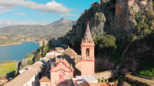 Picturesque village with a church tower