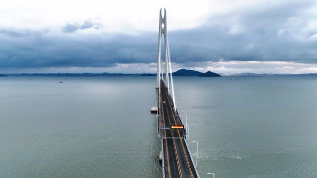 Long bridge stretching over the sea