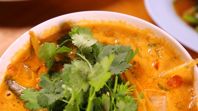 Appetizing Tom Yum Goong with Coriander