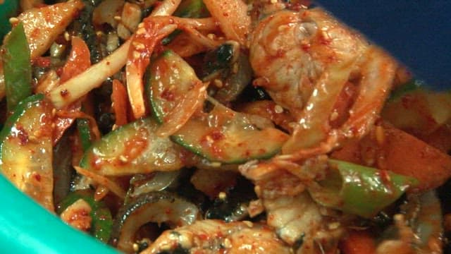 Korean seasoned salad with fish