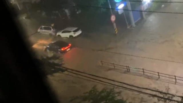 Cars damaged by flood