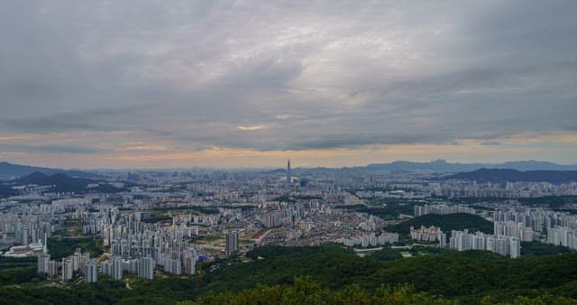 Panoramic view and sky of Seoul, the metropolitan city from day to night