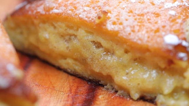 Sweet potato soufflé pancake with powdered sugar