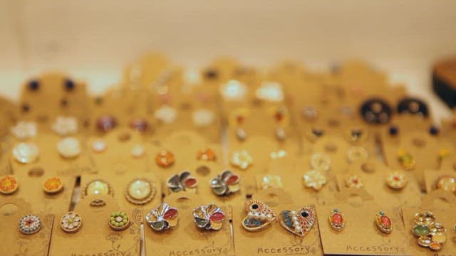 Various Types of Earrings in an Accessory Store