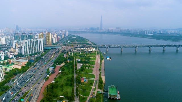 North of the Han River on a Slightly Foggy day